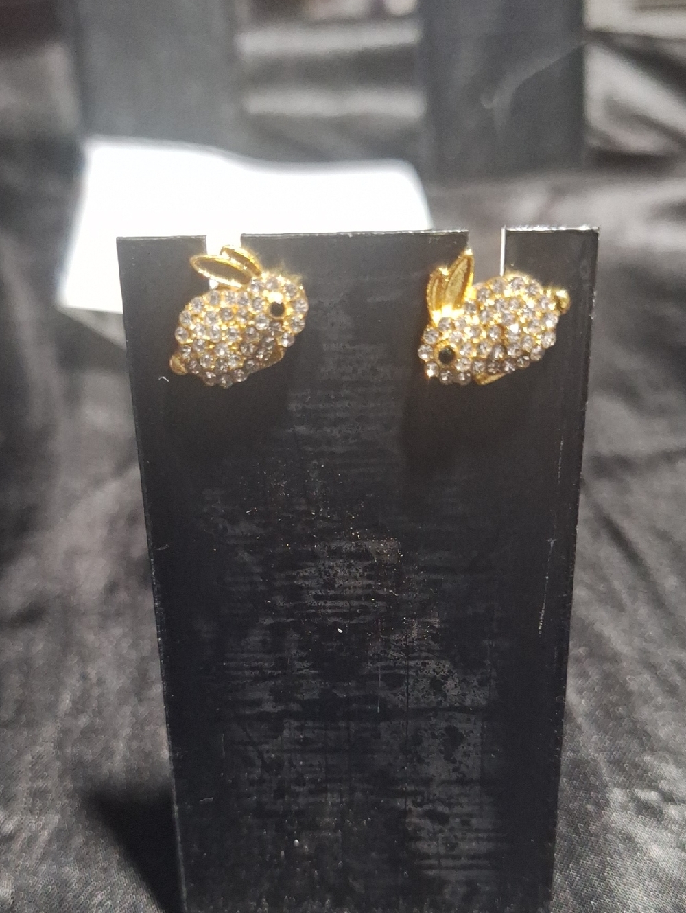 Gold Crystal Bunny Stud Earrings - Women's Jewelry